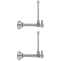 Quarter Turn Angle Pattern 1/2" Copper (Sweat Fit) x 3/8" O.D. Faucet Supply Kit with Contempo Lever Handle, 20" Supply Tubes & Bell Escutcheons - Stellar Hardware and Bath 