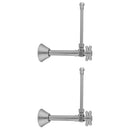 Quarter Turn Angle Pattern 1/2" Copper (Sweat Fit) x 3/8" O.D. Faucet Supply Kit with Contempo Cross Handle, 20" Supply Tubes & Bell Escutcheons - Stellar Hardware and Bath 