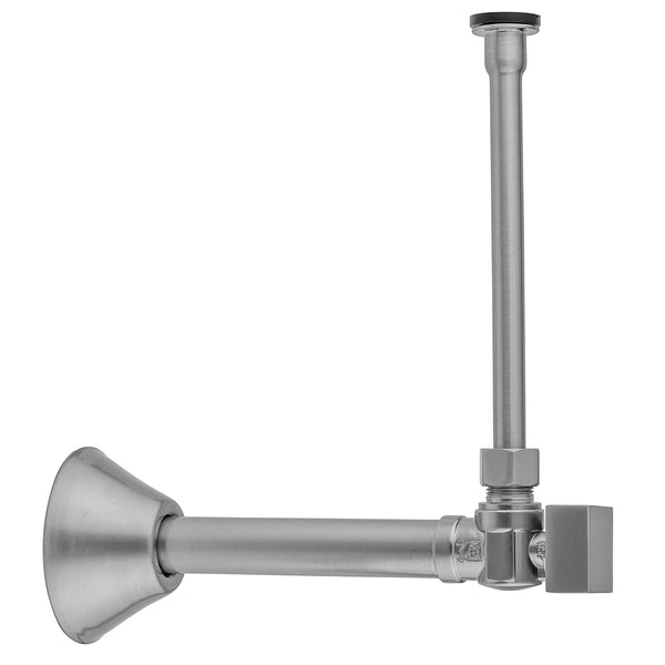 Quarter Turn Angle Pattern ½" Copper (Sweat Fit) x ?" O.D. Toilet Supply Kit with Square  Handle, 12" Supply Tube, Escutcheon - Stellar Hardware and Bath 