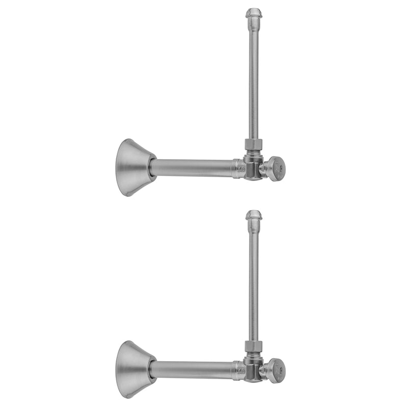 Quarter Turn Angle Pattern 1/2" Copper (Sweat Fit) x 3/8" O.D. Faucet Supply Kit with Oval Handle, 20" Supply Tubes, Escutcheons - Stellar Hardware and Bath 