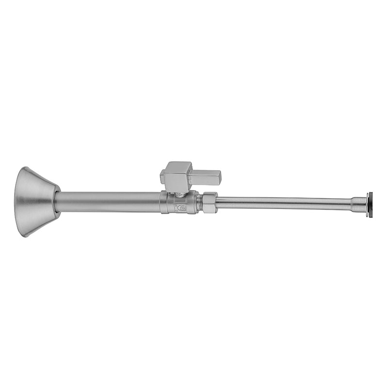 Quarter Turn Straight Pattern 1/2" Copper (Sweat Fit) x 3/8" O.D. Toilet Supply Kit with Square Lever Handle, 12" Supply Tube, Escutcheon - Stellar Hardware and Bath 