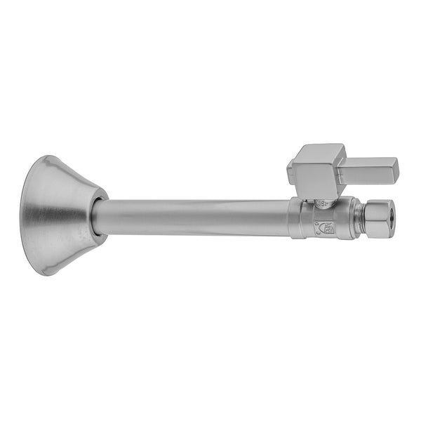 Quarter Turn Straight Pattern 1/2" Copper (Sweat Fit) x 3/8" O.D. Supply Valve with Square Lever Handle - Stellar Hardware and Bath 