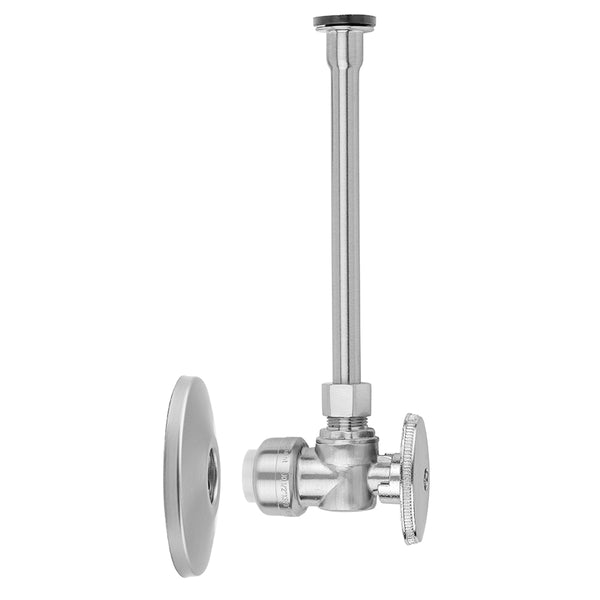Quarter Turn Angle Pattern 1/2" Push Fit x 3/8" O.D. Toilet Supply Kit with Escutcheon and 12" Supply Tube - Stellar Hardware and Bath 