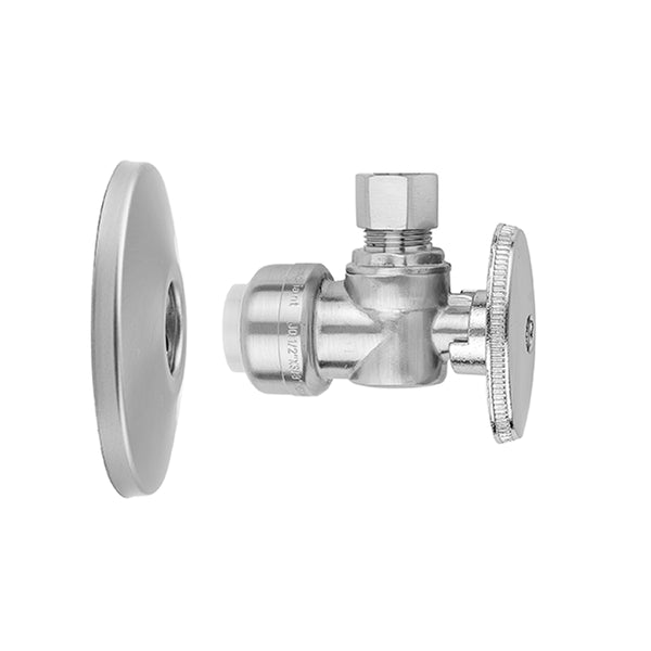 Quarter Turn Angle Pattern 1/2" Push Fit x 3/8" O.D. Supply Valve with Escutcheon - Stellar Hardware and Bath 