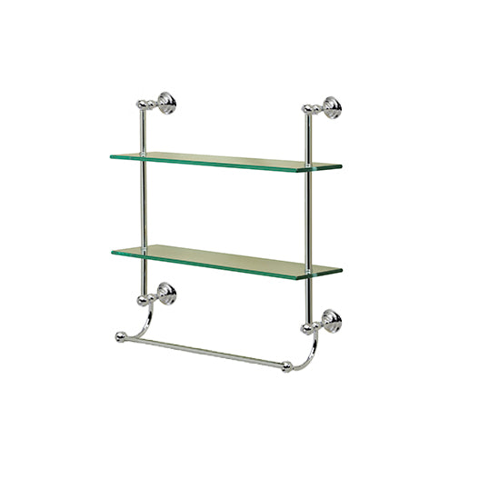 Valsan Kingston Chrome Two Tier Glass Shelf with Towel Bar - Stellar Hardware and Bath 