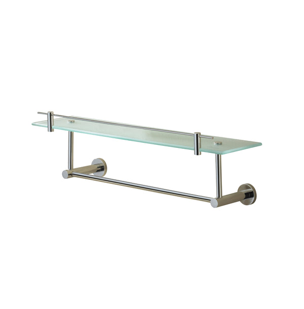 Porto Chrome Finish Glass Shelf with Under Rail, 19 3/4" - Stellar Hardware and Bath 