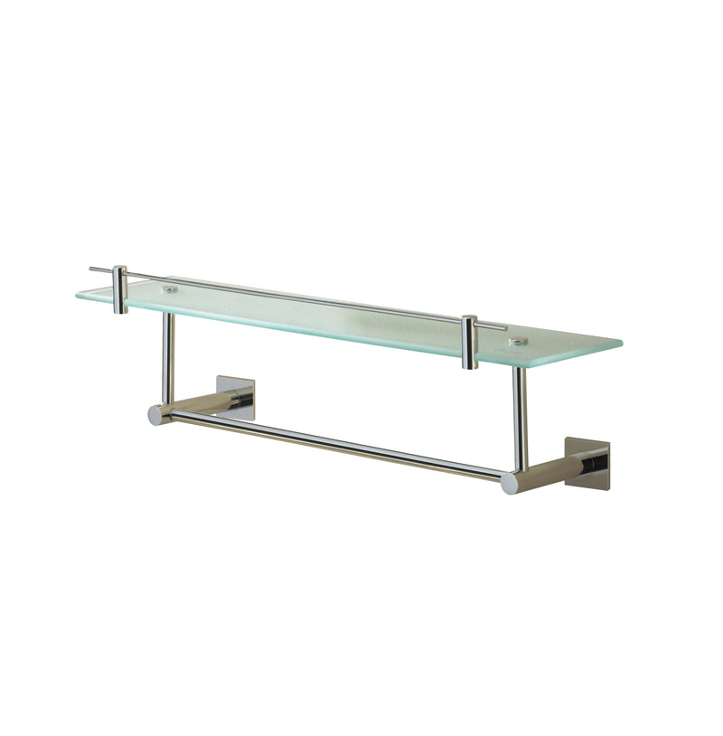 Valsan Braga Chrome Glass Shelf with Towel Rail, 19 3/4" - Stellar Hardware and Bath 