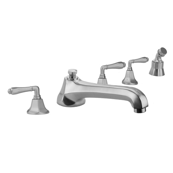 Astor Roman Tub Set with Low Spout and Smooth Lever Handles and Angled Handshower Mount - Stellar Hardware and Bath 