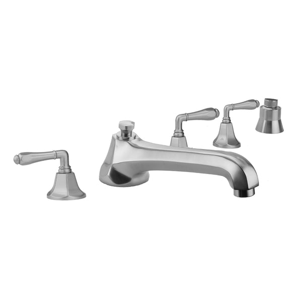 Astor Roman Tub Set with Low Spout and Smooth Lever Handles and Straight Handshower Mount - Stellar Hardware and Bath 
