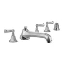 Astor Roman Tub Set with Low Spout and Ribbon Lever Handles and Straight Handshower Mount - Stellar Hardware and Bath 