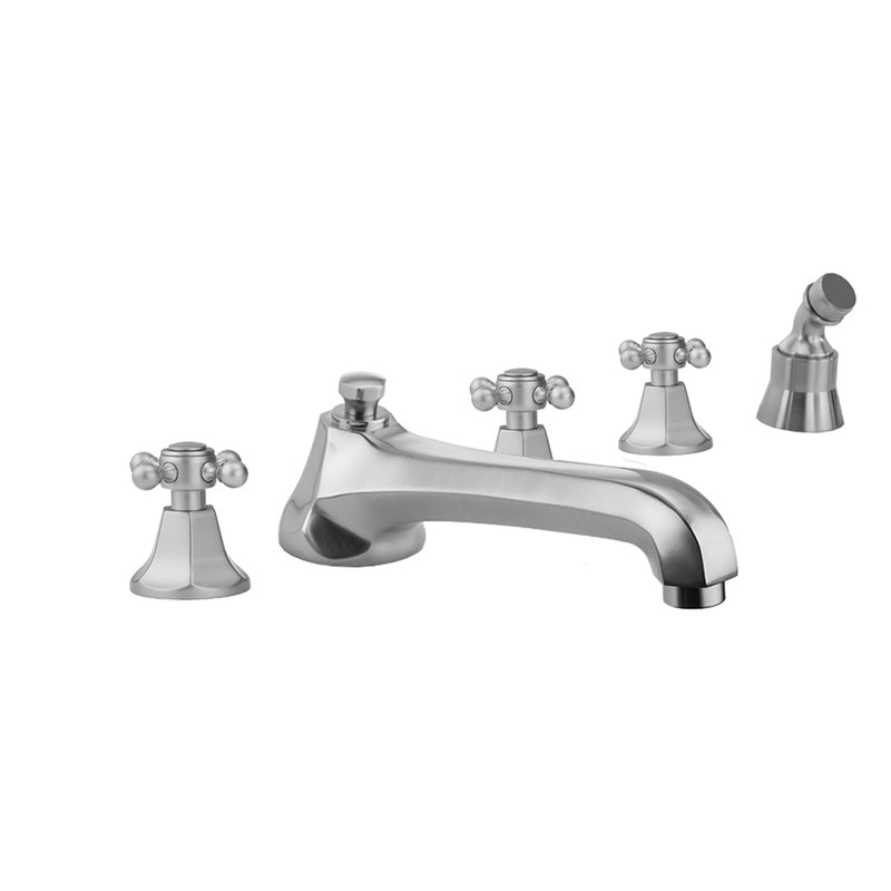 Astor Roman Tub Set with Low Spout and Ball Cross Handles and Angled Handshower Mount - Stellar Hardware and Bath 