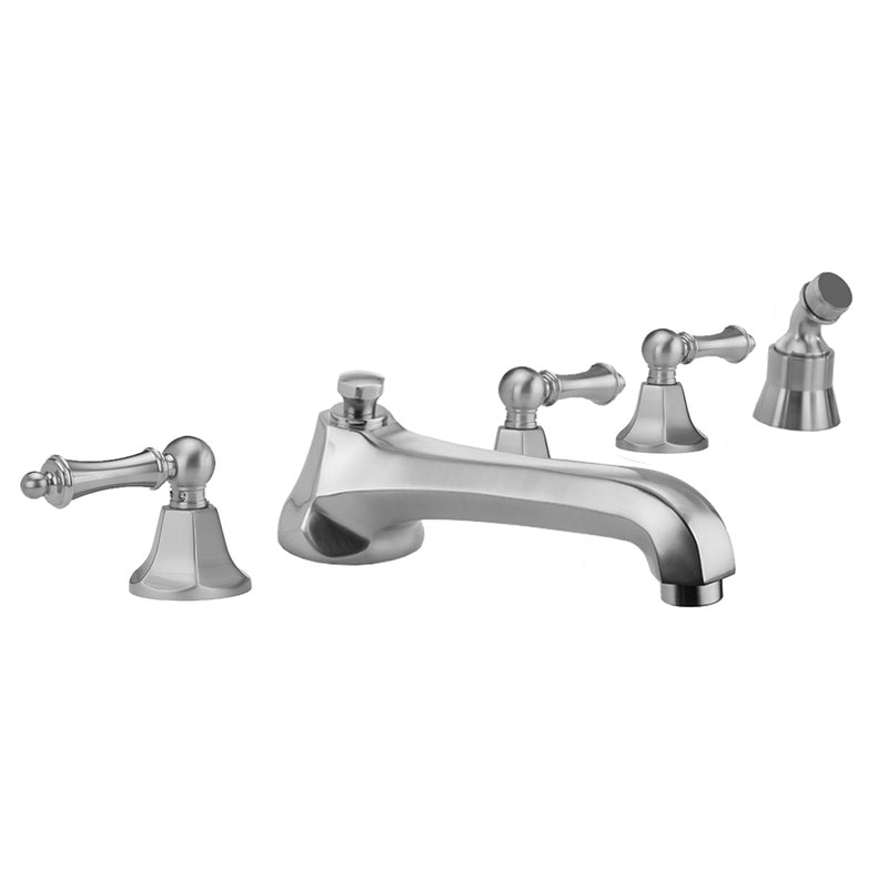 Astor Roman Tub Set with Low Spout and Ball Lever Handles and Angled Handshower Mount - Stellar Hardware and Bath 