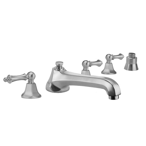 Astor Roman Tub Set with Low Spout and Ball Lever Handles and Straight Handshower Mount - Stellar Hardware and Bath 
