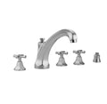 Astor Roman Tub Set with High Spout and Hex Cross Handles and Straight Handshower Mount - Stellar Hardware and Bath 