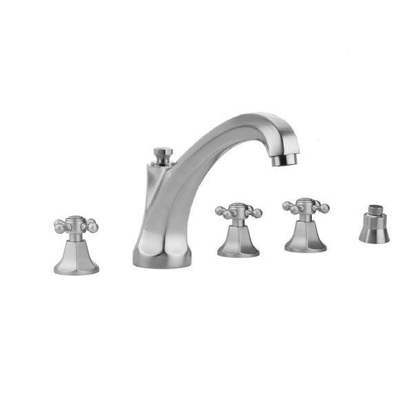 Astor Roman Tub Set with High Spout and Ball Cross Handles and Straight Handshower Mount - Stellar Hardware and Bath 