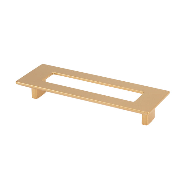 Topex RECTANGULAR PULL WITH HOLE 128MM MATTE BRASS - Stellar Hardware and Bath 