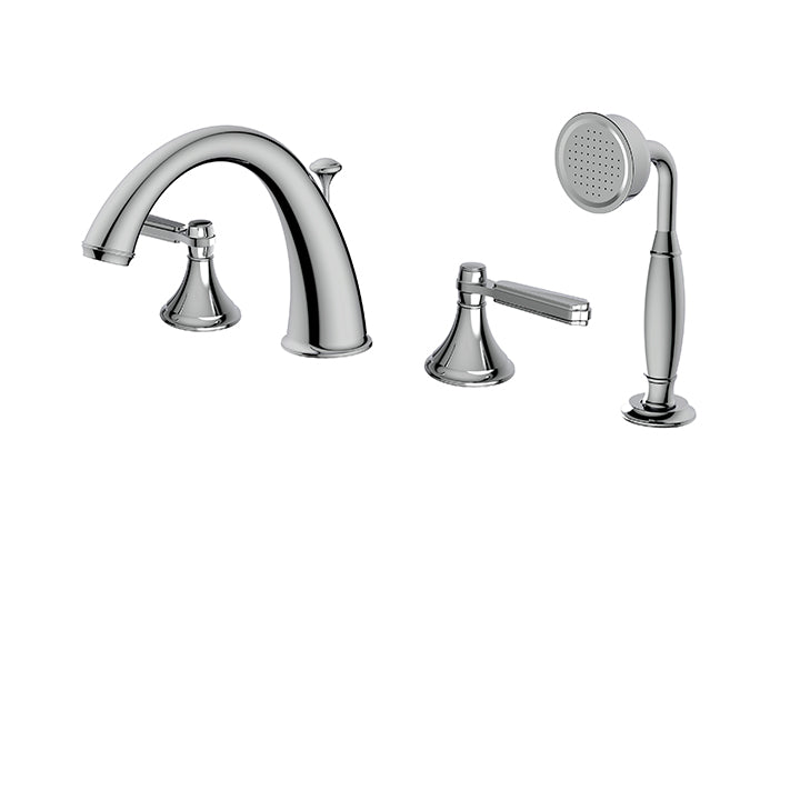 Aqua Brass 83518 4-piece deckmount tub filler with handshower - Stellar Hardware and Bath 