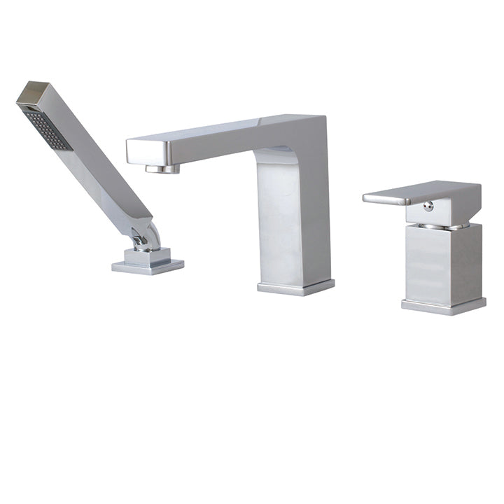Aqua Brass 86013 3-piece deckmount tub filler with handshower - Stellar Hardware and Bath 