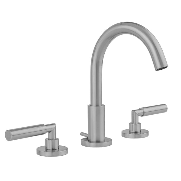 Uptown Contempo Faucet with Round Escutcheons & Contempo Slim Lever Handles  & Fully Polished & Plated Pop-Up Drain - Stellar Hardware and Bath 