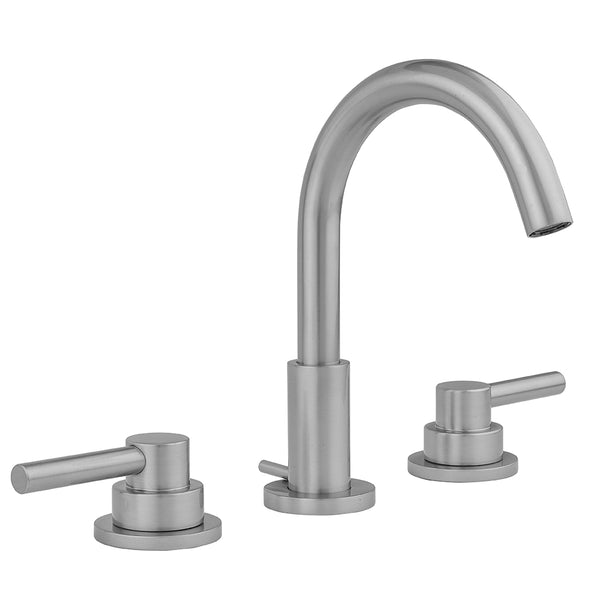 Uptown Contempo Faucet with Round Escutcheons & Low Contempo Lever Handles  & Fully Polished & Plated Pop-Up Drain - Stellar Hardware and Bath 
