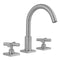 Uptown Contempo Faucet with Square Escutcheons & Contempo Slim Cross Handles  & Fully Polished & Plated Pop-Up Drain - Stellar Hardware and Bath 