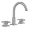 Uptown Contempo Faucet with Square Escutcheons & Low Contempo Cross Handles  & Fully Polished & Plated Pop-Up Drain - Stellar Hardware and Bath 