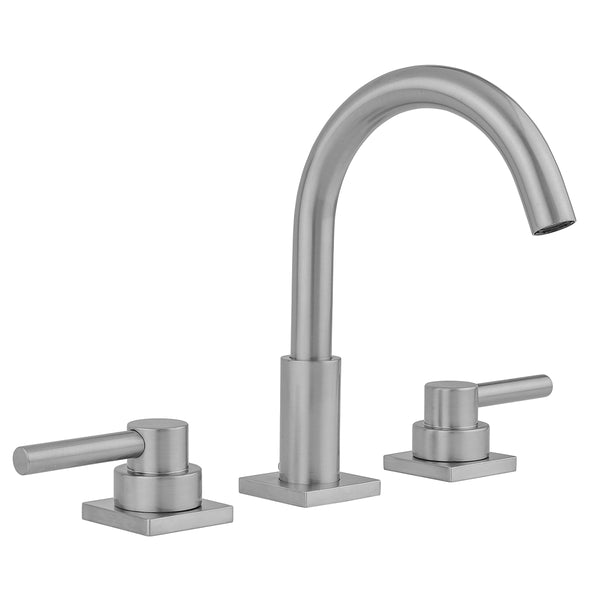 Uptown Contempo Faucet with Square Escutcheons & Low Lever Handles  & Fully Polished & Plated Pop-Up Drain - Stellar Hardware and Bath 