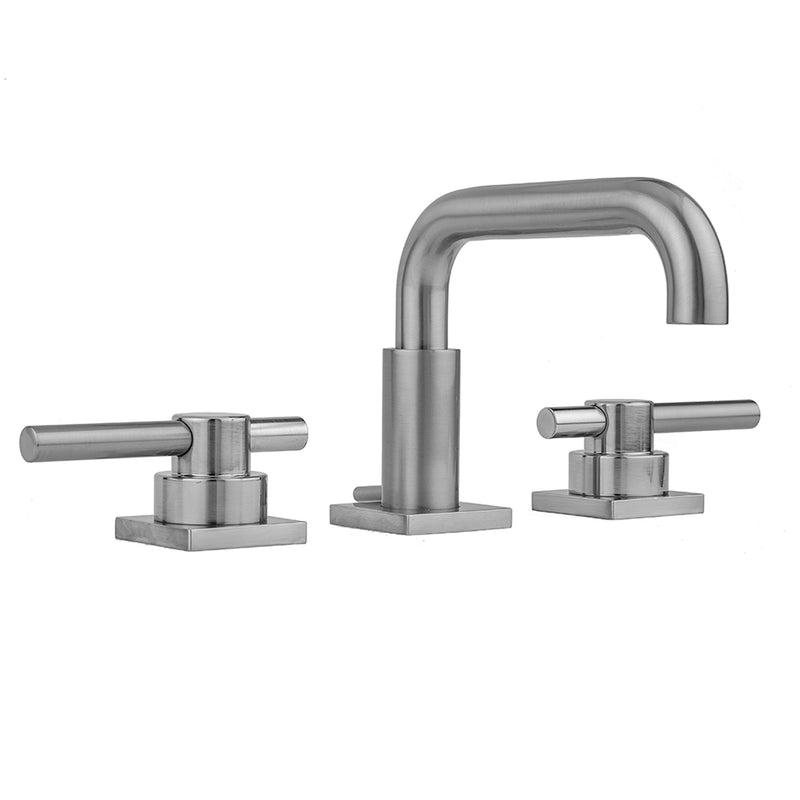 Downtown  Contempo Faucet with Square Escutcheons & Peg Lever Handles  & Fully Polished & Plated Pop-Up Drain - Stellar Hardware and Bath 