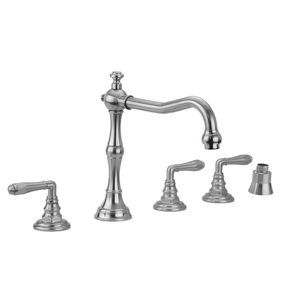 Roaring 20's Roman Tub Set with Smooth Lever Handles and Straight Handshower Mount - Stellar Hardware and Bath 