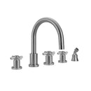 Contempo Roman Tub Set with Contempo Cross Handles and Angled Handshower Holder - Stellar Hardware and Bath 