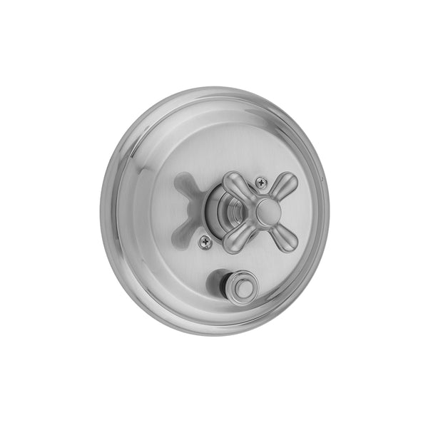 Round Step Plate With Standard Cross Handle Trim For Pressure Balance Cycling Valve With Built-in Diverter (J-DIV-CSV) - Stellar Hardware and Bath 