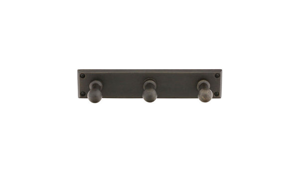 Emtek 2307 Sandcast Bronze 3 Hooks with Rectangular Plate - Stellar Hardware and Bath 