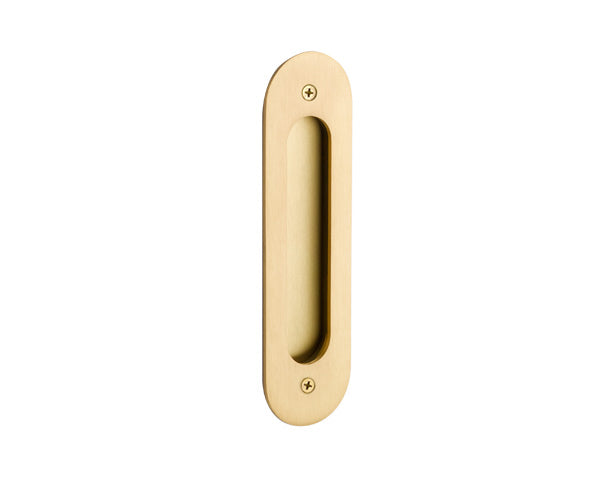Emtek 2212 Flush Pull - Narrow Oval Brass - Stellar Hardware and Bath 