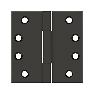Deltana DSBS4 Square Knuckle Hinges, Solid Brass - 4"x4" - Stellar Hardware and Bath 