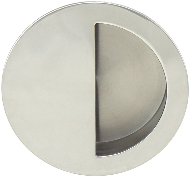 Inox FHIX02-32 Round Pocket/Cup Pull with Semi-Circular Opening, Concealed Fixing, Polished Stainless Steel - Stellar Hardware and Bath 