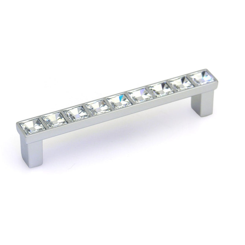 Topex PULL HANDLE 96MM SWAROVSKI CRYSTAL/BRIGHT CHROME - Stellar Hardware and Bath 