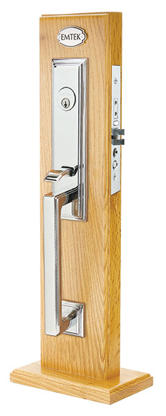 Emtek 3306 Manhattan Single Cylinder Keyed Entry Classic Brass Mortise Handleset - Stellar Hardware and Bath 