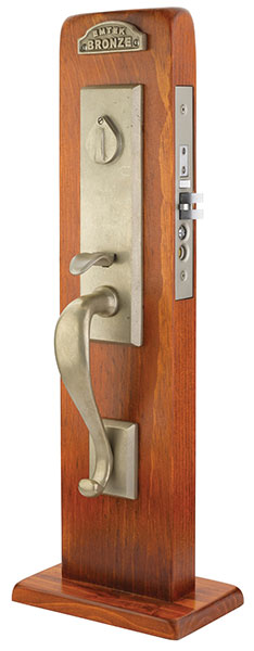 Emtek3325 Rectangular Single Cylinder Keyed Entry Sandcast Bronze Monolithic Mortise Handleset - Stellar Hardware and Bath 