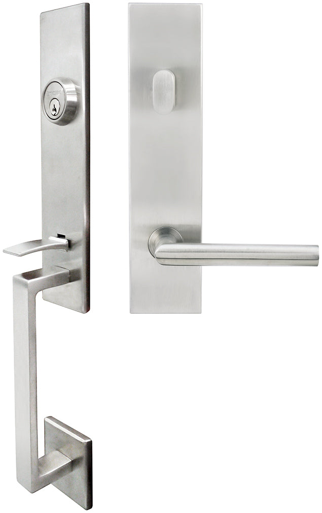 Inox MH105C573-32D-RHR MH105 Frankfurt Lever, Tubular Entry Handleset, Satin Stainless Steel, RHR - Stellar Hardware and Bath 