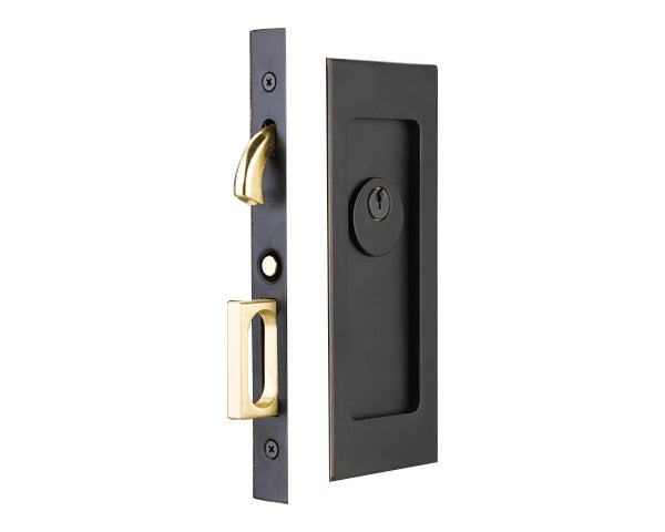 Emtek 2113 Keyed Entry Pocket Door Mortise -Modern Rectangular - Stellar Hardware and Bath 