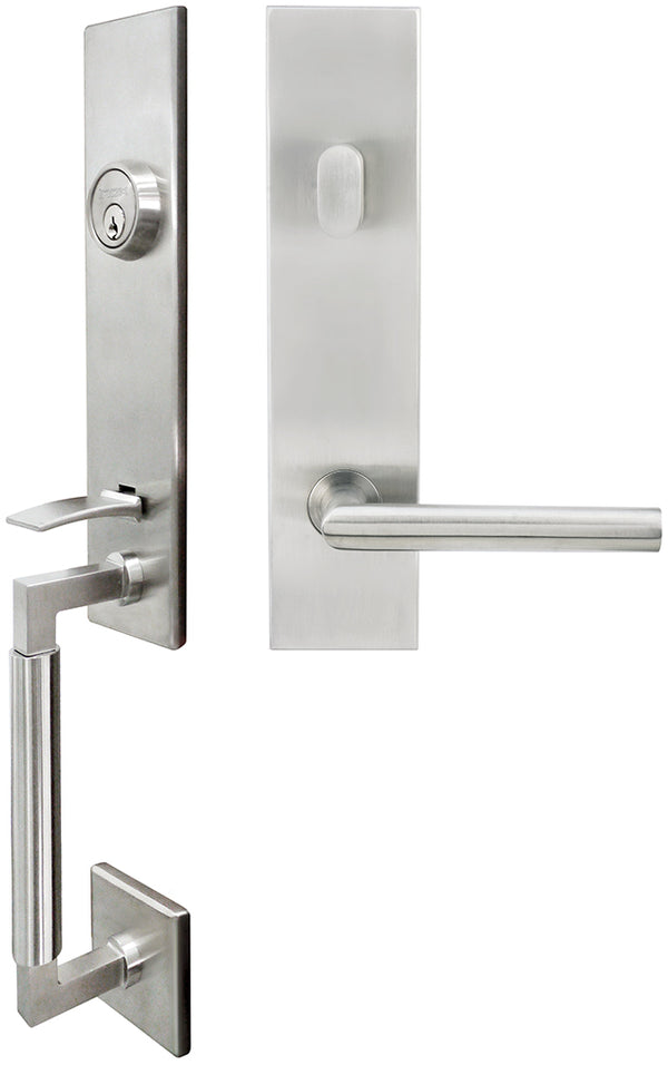 Inox NY105C563-32D-LHR NY105 Frankfurt Lever, Tubular Entry Handleset, Satin Stainless Steel, LHR - Stellar Hardware and Bath 