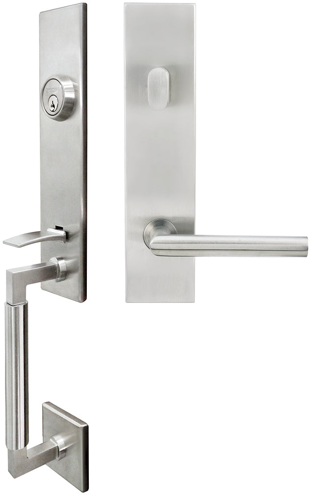 Inox NY105C573-32D-RHR NY105 Frankfurt Lever, Tubular Entry Handleset, Satin Stainless Steel, RHR - Stellar Hardware and Bath 