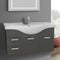 39 Inch Wall Mount Glossy Anthracite Bathroom Vanity Set - Stellar Hardware and Bath 