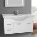 39 Inch Wall Mount Glossy Anthracite Bathroom Vanity Set - Stellar Hardware and Bath 