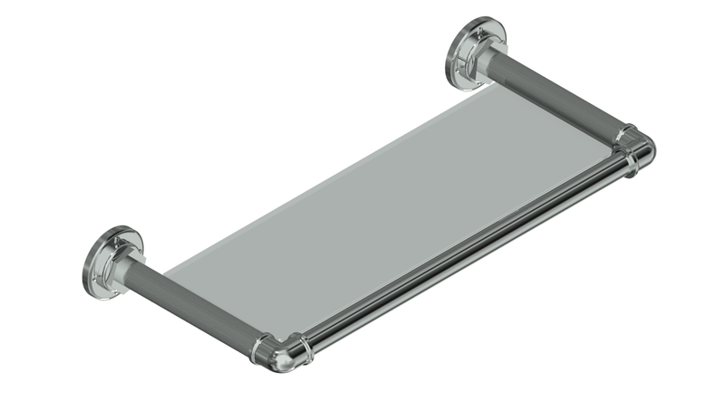 Valsan Industrial Chrome Glass Shelf - Stellar Hardware and Bath 