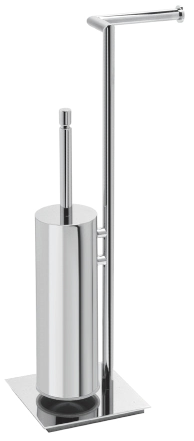 Valsan Axis Chrome Freestanding Toilet Brush with Spare Roll Holder - Stellar Hardware and Bath 