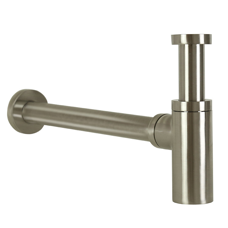 Plumbing Accessories Durable Round Brass Sink P-Trap in Satin Nickel - Stellar Hardware and Bath 