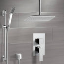 Rendino Chrome Shower System with Ceiling 14" Rain Shower Head and Hand Shower - Stellar Hardware and Bath 