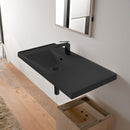 ML Rectangular Matte Black Ceramic Wall Mounted Bathroom Sink - Stellar Hardware and Bath 