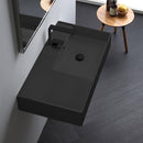 Teorema 2 Matte Black Ceramic Wall Mounted or Vessel Sink With Counter Space - Stellar Hardware and Bath 